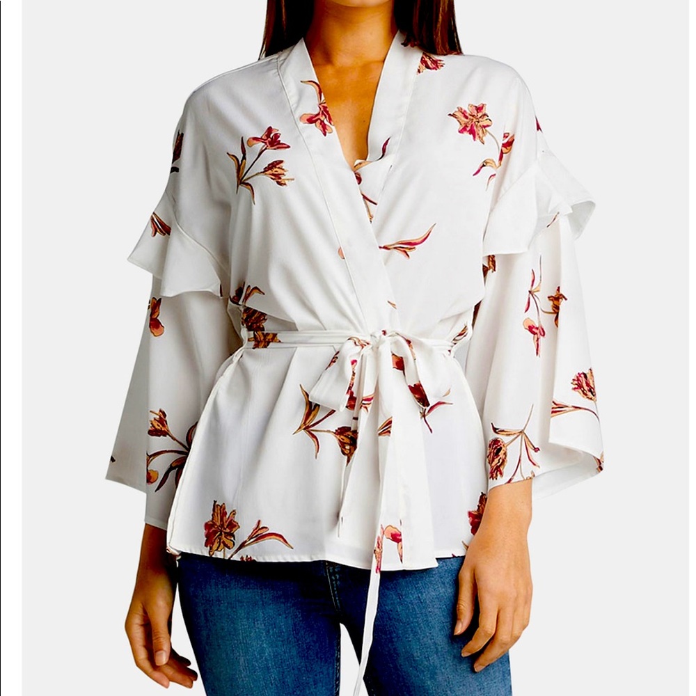 Printed Tie-Waist Kimono